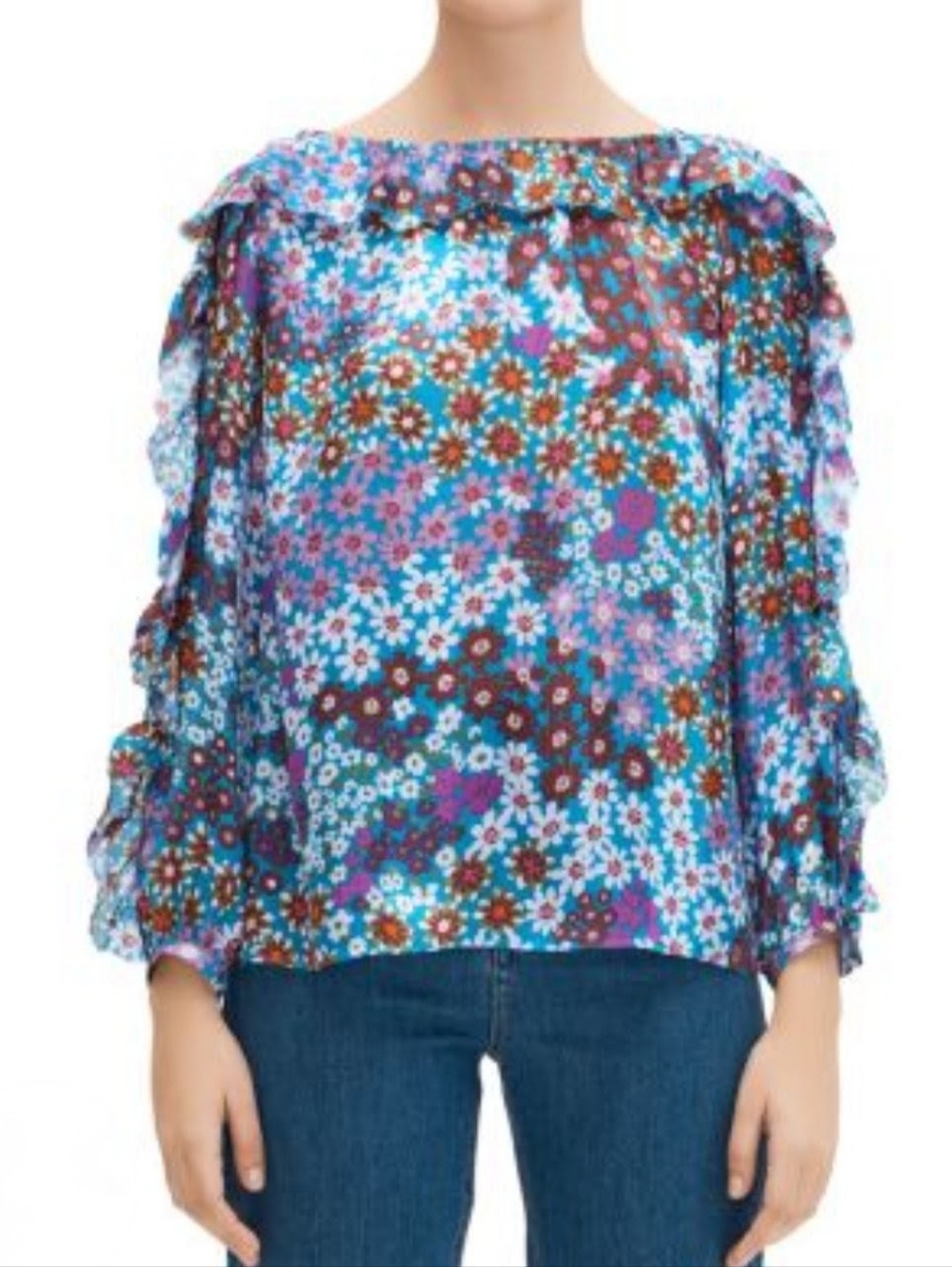 Kate Spade NY Pacific Petals Chiffon Silk Blouse Size Large